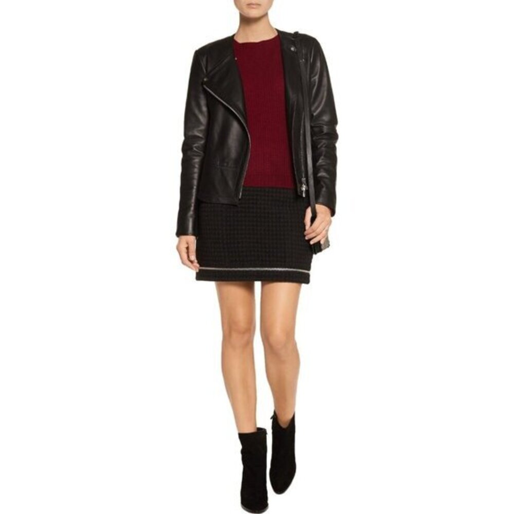 Rebecca Minkoff Mini Skirt Black Tweed Wool Blend Short Skirt SZ 10 New $248